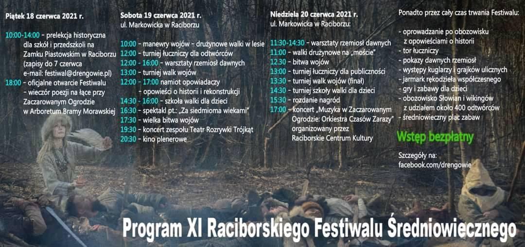 Oto program 11. Raciborskiego Festiwalu Średniowiecznego.